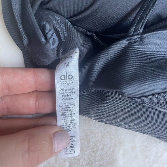 Alo Yoga Strappy Racer Back Sport Bra Black Mesh Trim medium - Picture 5 of 7